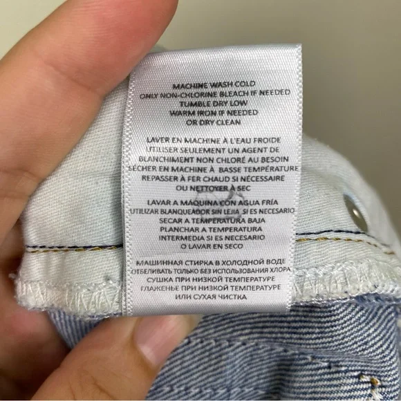 RE/DONE Denim 90s Crop Low Slung Button Fly Boyfriend Short Bleu Mere Blue Sz 30 - Picture 13 of 13